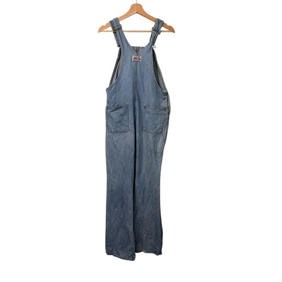 VTG Y2K Liberty Dungaree Bib Overalls Light Wash Distressed Farm Chore Size 33 L - Picture 9 of 14